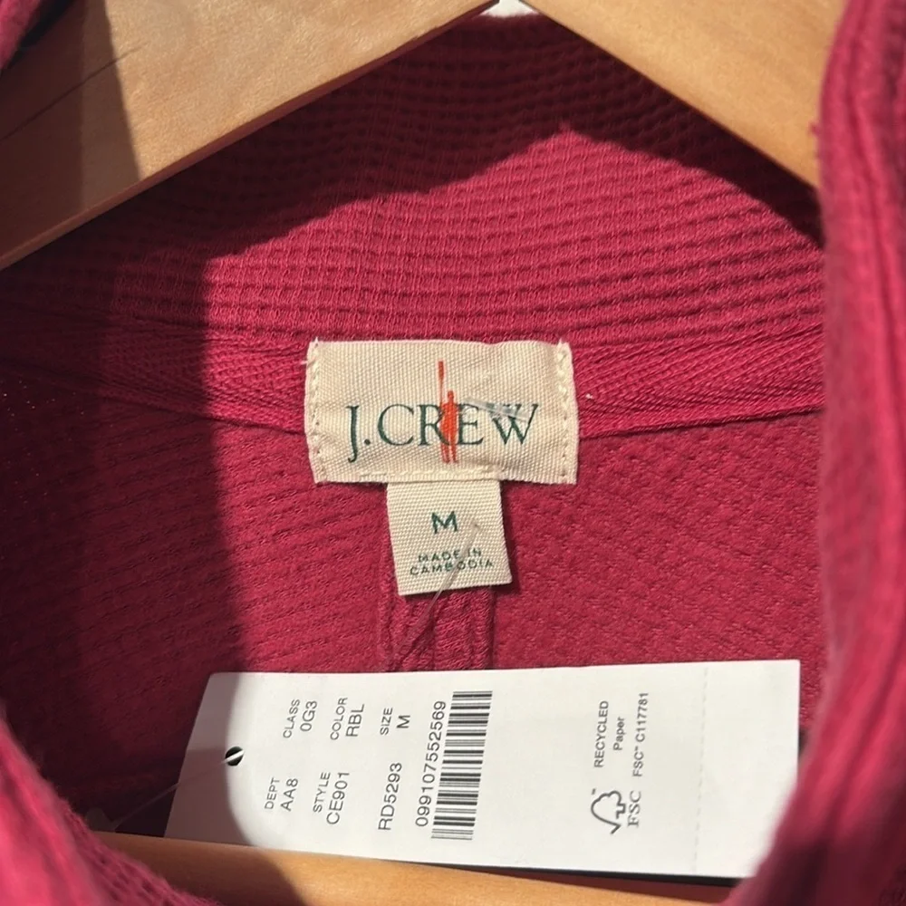 J Crew Brushed Waffle Knit Half Zip Pullover M